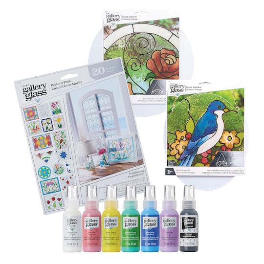 Gallery Glass; Plaid® Gallery Glass® 10 Piece Stained Glass Painting Starter Kit; Category:Glass & Porcelain Paint; Image:1